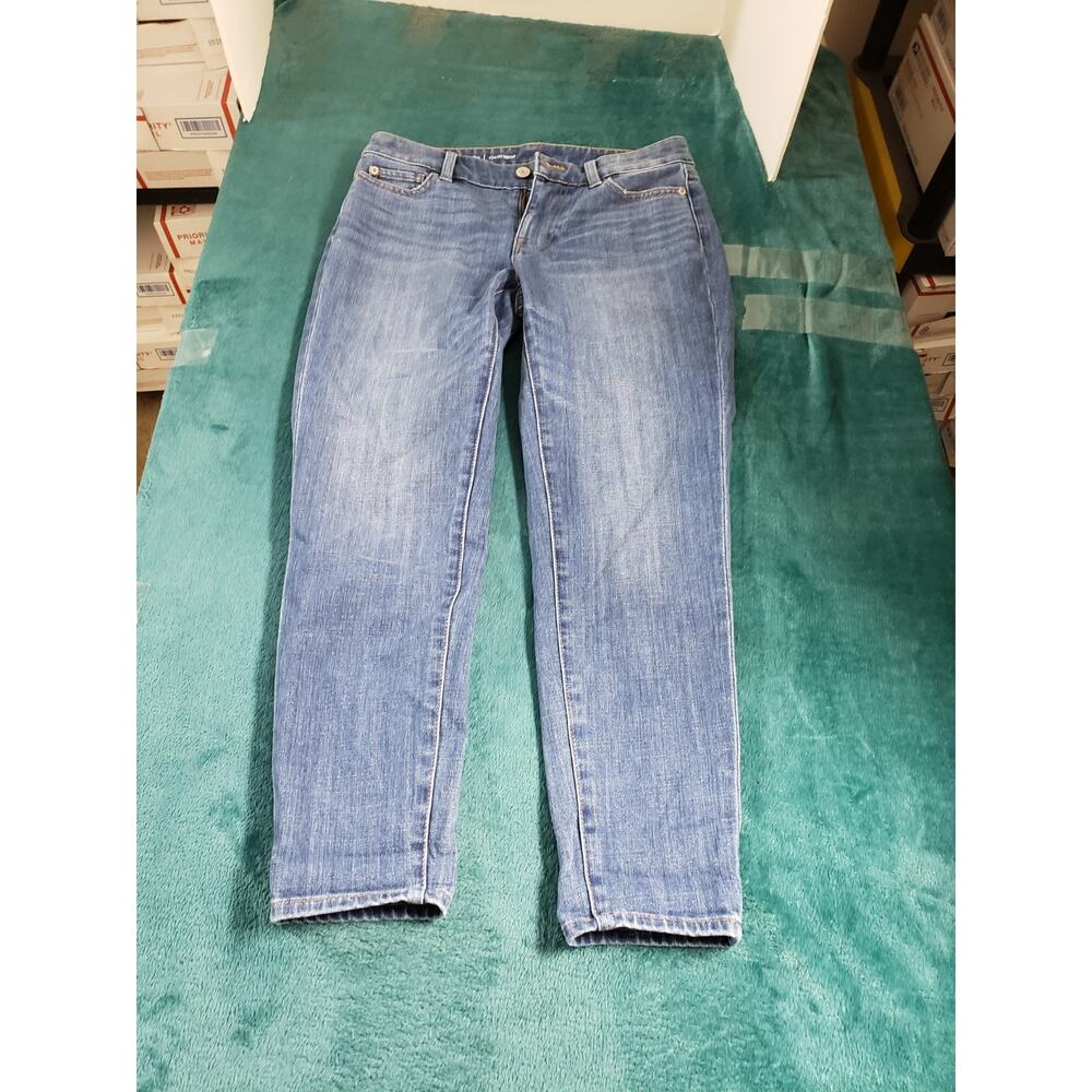 Talbots Jeans Size 0 Petite Womens Blue Pants Stretch Mid Rise Ladies Girlfriend